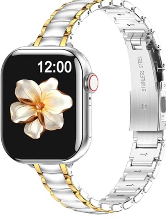 NEW Silver/Gold Slim Luxury Apple Watch Band main image 4
